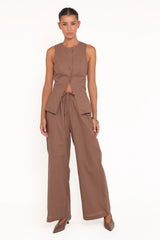 Caitlin Pant Set Brown