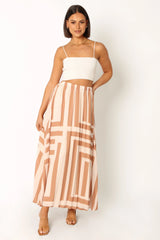 Elke Pleat Midi Skirt Tan