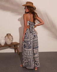 Island Daydream Abstract Palm Print Jumpsuit