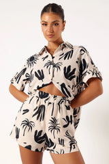 Sawyer Short Sleeve Shirt Beige Black