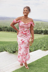 Esther Midi Dress Pink Floral