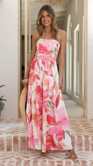 Maia Strapless Jumpsuit Pink Floral