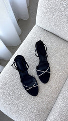 Vixin Heels Black Satin Diamante