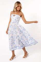 Flora Midi Dress Blue Floral
