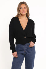Caterina Button Cardigan Black