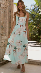 Madelyn Maxi Dress Aqua White Floral
