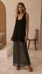 Onella Sheer Maxi Skirt Black White Spot