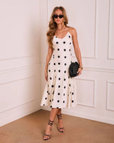Sweet Dots Satin Polka Dot Midi Dress