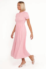 Darla Puff Sleeve Dress Pink