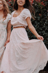 Angelina Skirt Set Pink Broiderie