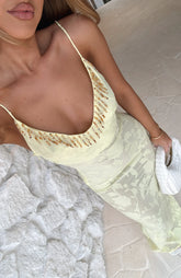 Lust For Life Embellished Trim Maxi Dress Lemon