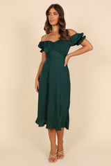Mickenna Sweetheart Frill Midi Dress Emerald