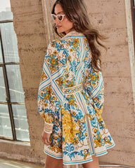 Style Authority Paisley Waist Tie Mini Shirt Dress