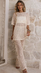 Zabby Sequin Pants Beige