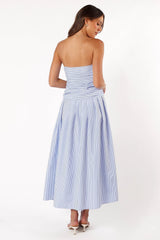 Avalee Strapless Maxi Dress Blue Stripe