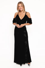 Micah Off Shoulder Velvet Maxi Dress Black