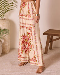 Hibiscus Haze Abstract Printed Pants