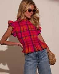 Starla Smocked Plaid Top