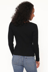 Demi Twist Detail Knit Top Black