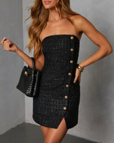 Glam Vibes Metallic Tweed Mini Dress