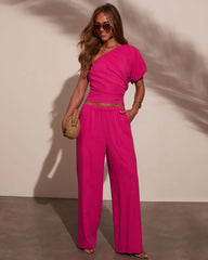 Onyx Linen One Shoulder Top