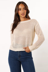 Tricia Open Weave Knit Sweater Cream