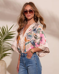 Sun Aura Abstract Floral Bodysuit