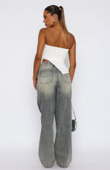 Willow Mid Rise Wide Leg Jeans Sand