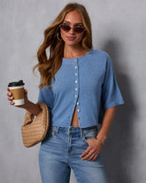 Chic Escape Button Detail Short Sleeve Cardigan