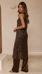 Valencia Sequin Maxi Dress Brown