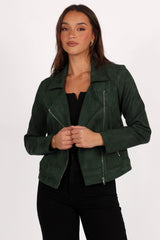 Spencer Faux Suede Moto Jacket Olive