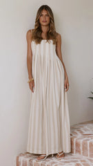 Pippa Maxi Dress Beige Stripe