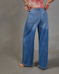 Nolae Rigid Wide Leg Low Rise Drawstring Waist Jeans