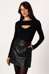 Jupiter Long Sleeve Knit Top Black