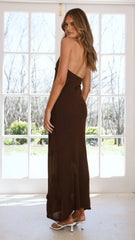 Sancha Flower Knit Maxi Dress Chocolate