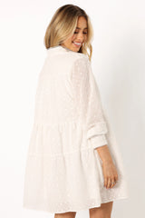 Delia Long Sleeve Mini Dress White