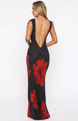 Thats Amore Maxi Dress Black Scarlet Bloom