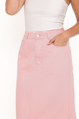 Dana Denim Midi Skirt Dusty Pink
