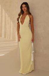 Cute Without Apology Halter Maxi Dress Lemon