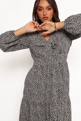 Sophie Long Sleeve Maxi Dress Black Ivory