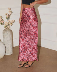 Between Dusk Satin Paisley Maxi Skirt