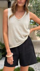 Annie Scoop Neck Tank Natural