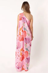Tillie One Shoulder Maxi Dress Pink Floral