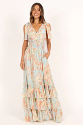Christabel Tiered Maxi Dress Blue Floral