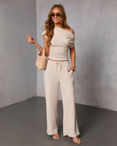 Home Base Wide Leg Knit Drawstring Pants