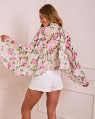 Bloom On Floral Mock Neck Blouse