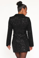 Valentina Tweed Sequins Mini Skirt Black