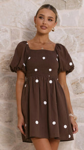 Marissa Mini Dress Chocolate Polka