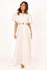 Merletto Cut Out Maxi Dress White