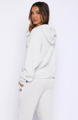 Moving Out Waffle Oversized Hoodie Light Grey Marle